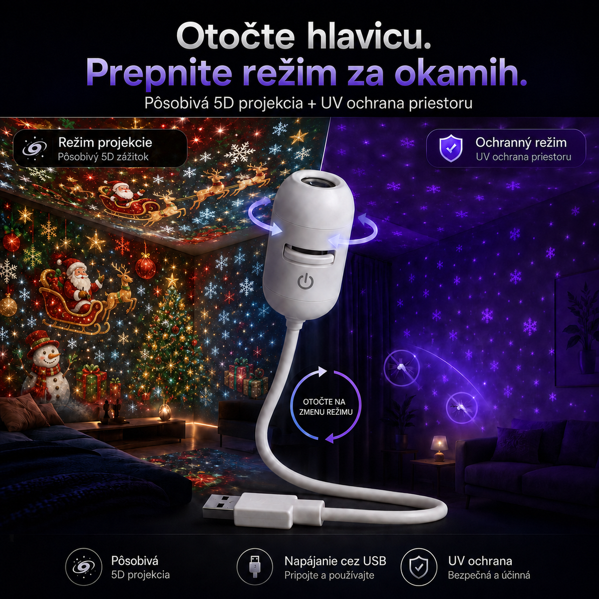 🎅𝑺𝑪𝑵𝑫𝑹®🎄🎄 Inteligentný HD projektor nočnej oblohy s dynamickým 5D holografickým efektom novej generácie
