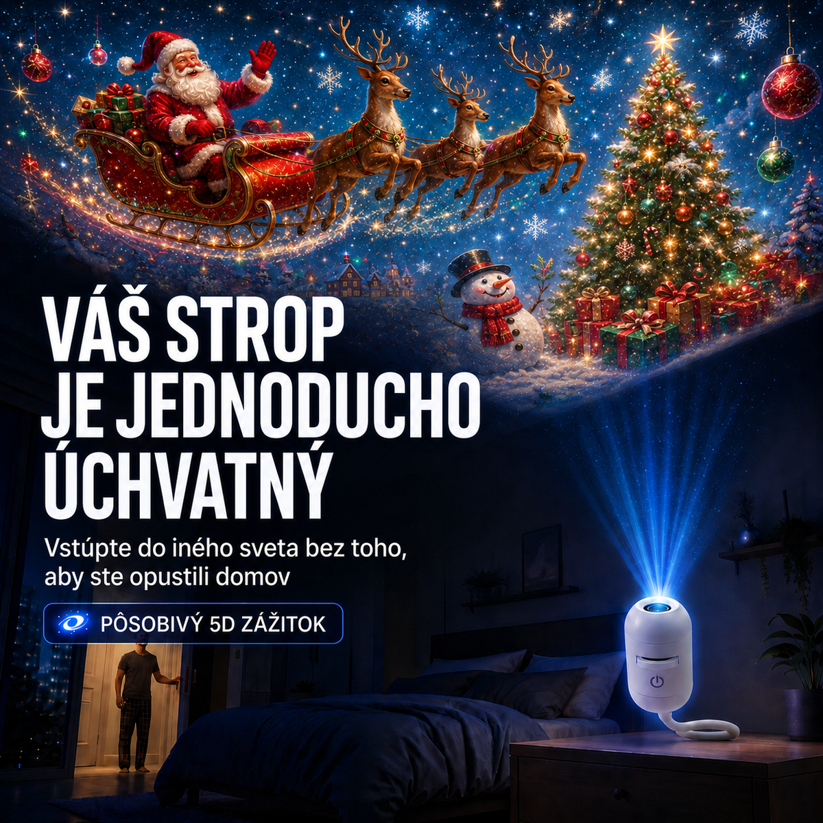 🎅𝑺𝑪𝑵𝑫𝑹®🎄🎄 Inteligentný HD projektor nočnej oblohy s dynamickým 5D holografickým efektom novej generácie