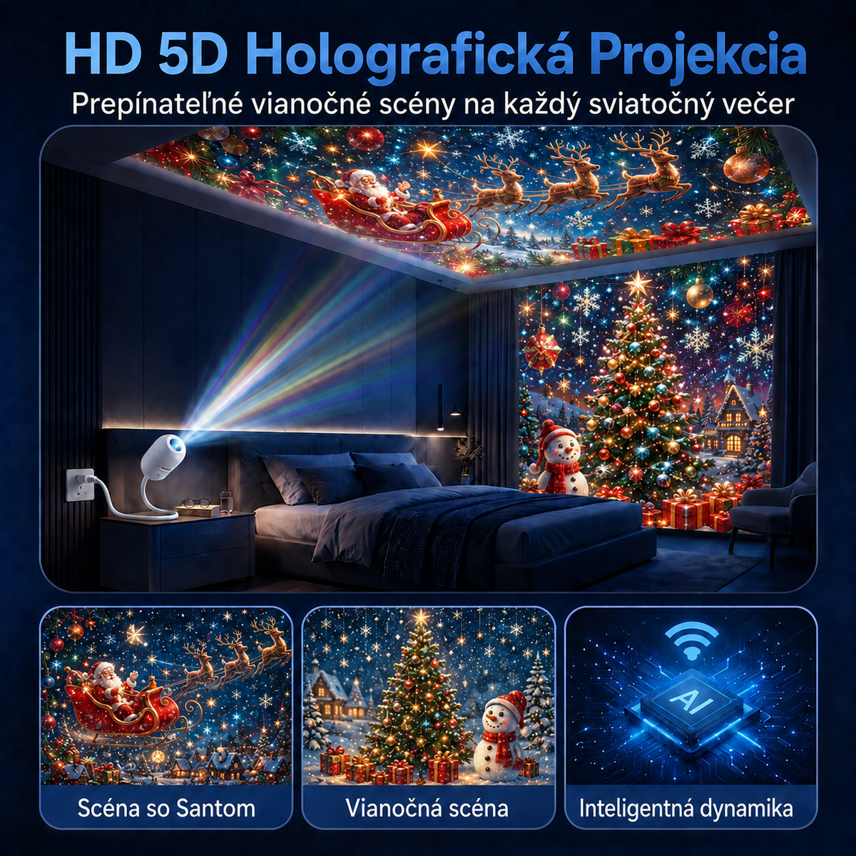 🎅𝑺𝑪𝑵𝑫𝑹®🎄🎄 Inteligentný HD projektor nočnej oblohy s dynamickým 5D holografickým efektom novej generácie